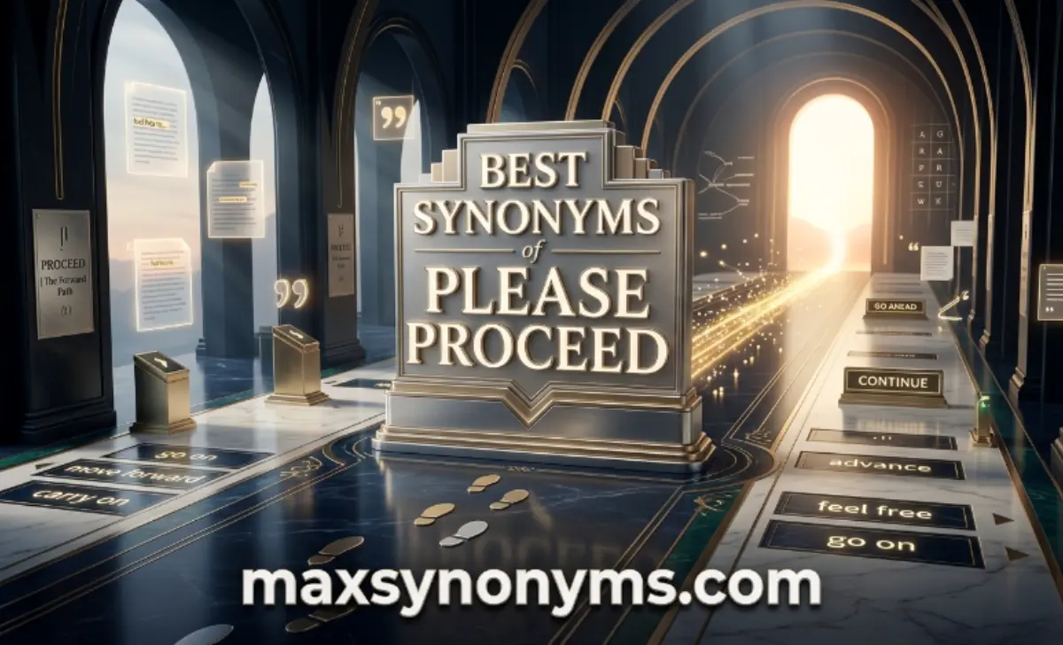 best synonyms of please proceed